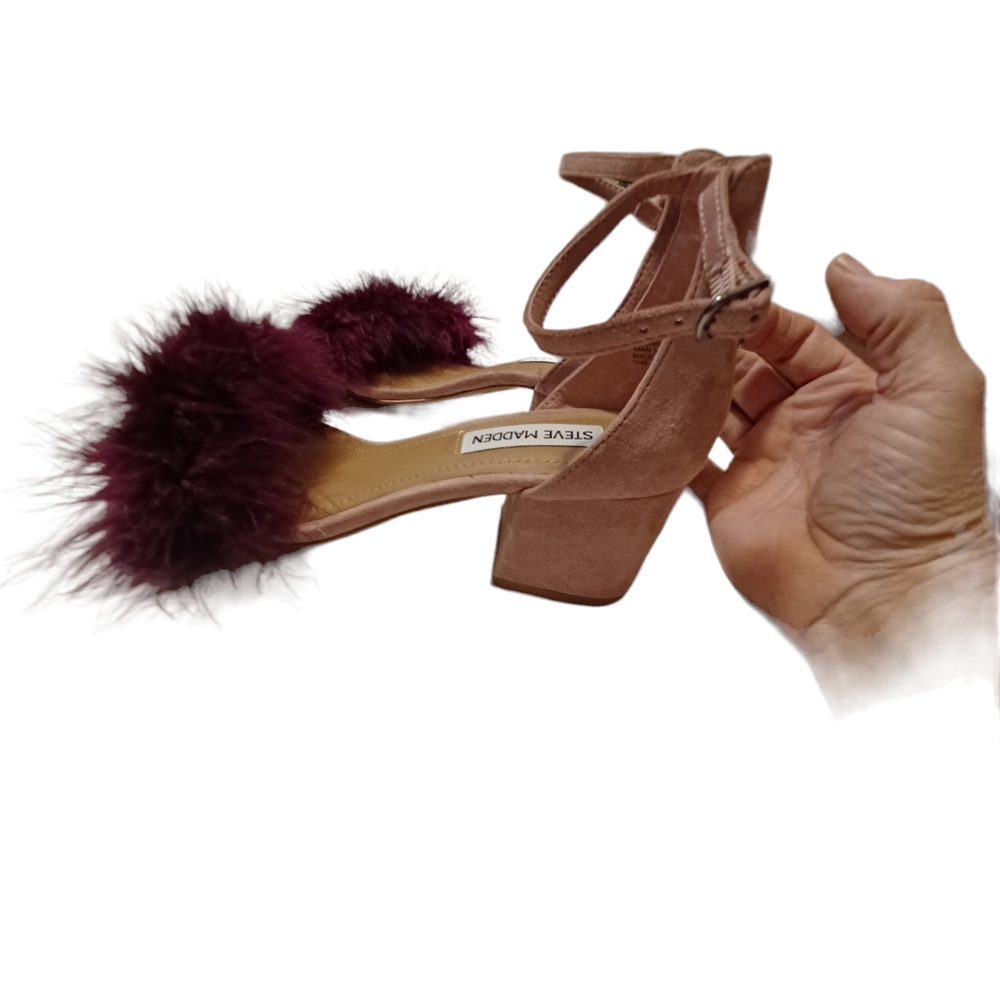 Steve madden leather and feather Imelda sandals size 5 - Picture 3 of 9